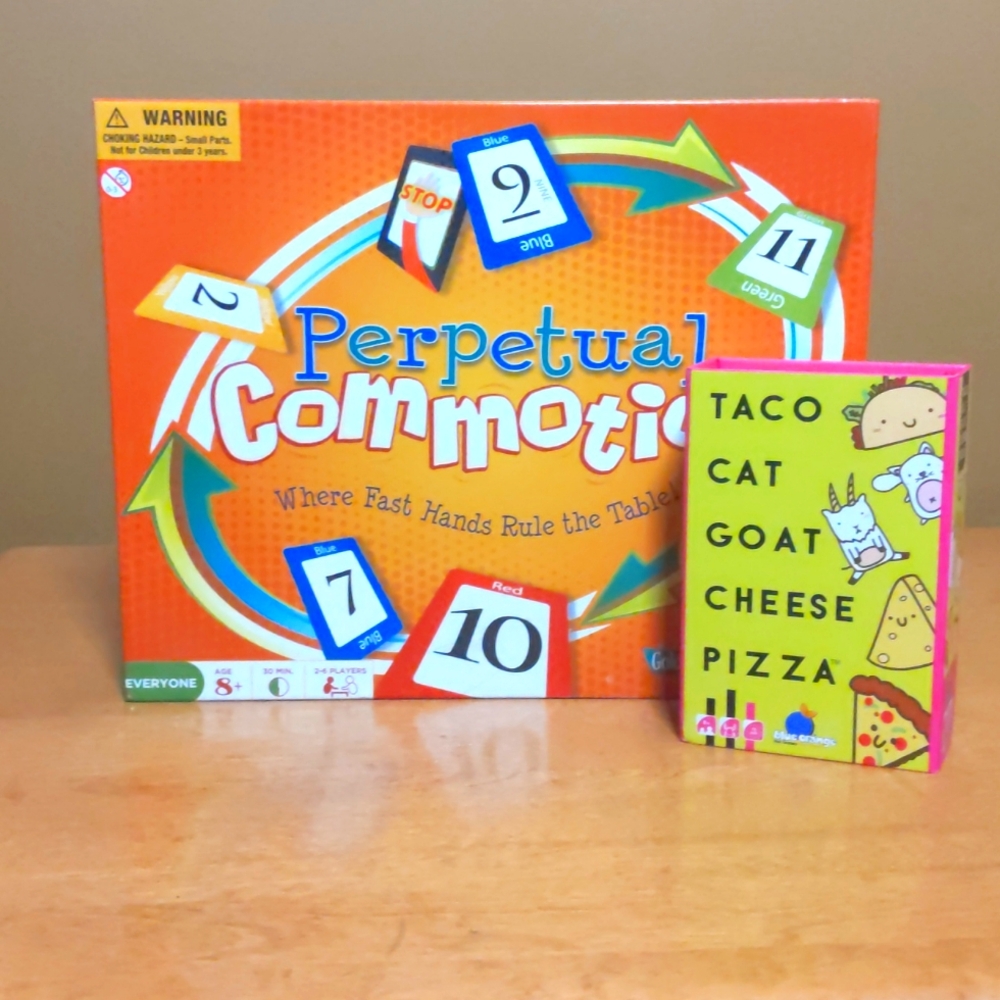Game night bundle Perpetual motion & Taco cat goat cheese pizza